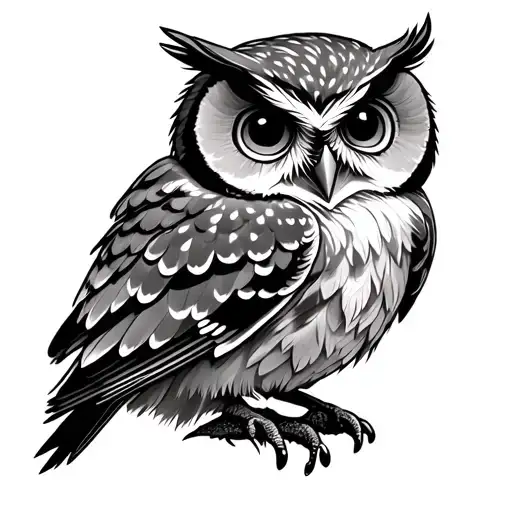 cute owl perched tattoo design idea