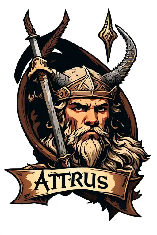 Norse mythology inspired tattoo with the Name Atreus tattoo design idea