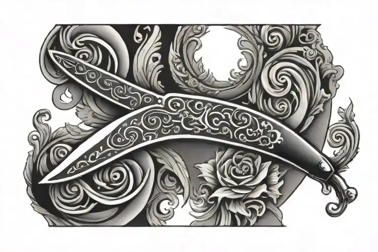 straight razor  tattoo design idea