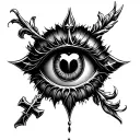 chrome hearts eye with fleur de lys and cross tattoo design idea
