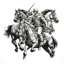 4 horseman coming from sky tattoo design idea
