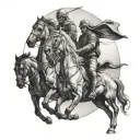 4 horseman coming from sky tattoo design idea