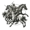 4 horseman coming from sky tattoo design idea