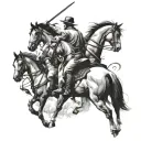 4 horseman coming from sky tattoo design idea