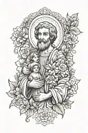 st Joseph surrounded by heavenly tattoo design idea