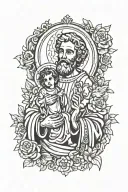 st Joseph surrounded by heavenly tattoo design idea
