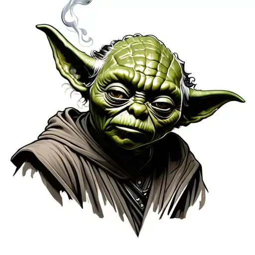 Yoda smoking tattoo design idea