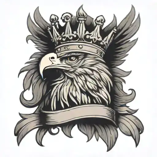 eagle prince crown crest heraldry crown surrounded by bold tattoo design idea