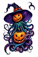 jack o lantern, tentacles, eldritch, deep space tattoo design idea