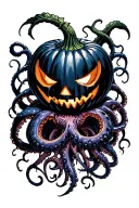 jack o lantern, tentacles, eldritch, deep space tattoo design idea