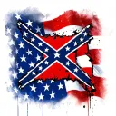 square confederate flag in center with american flag behind it distressed and faded tattoo design idea