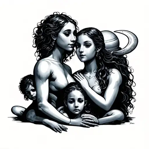 uranus and family tattoo design idea