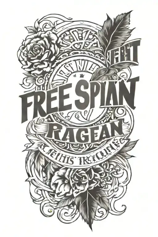 free spirit with the text 'Raegan' tattoo design idea