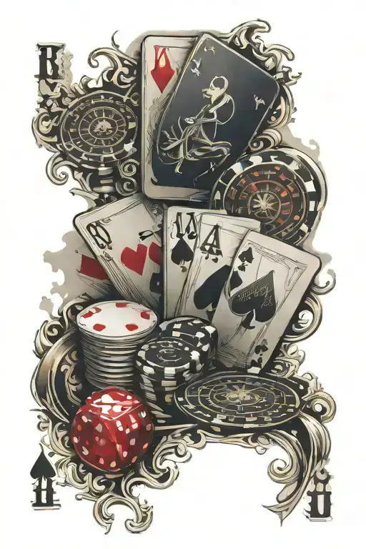 casino money poker cards tattoo design idea