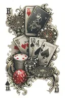 casino money poker cards tattoo design idea