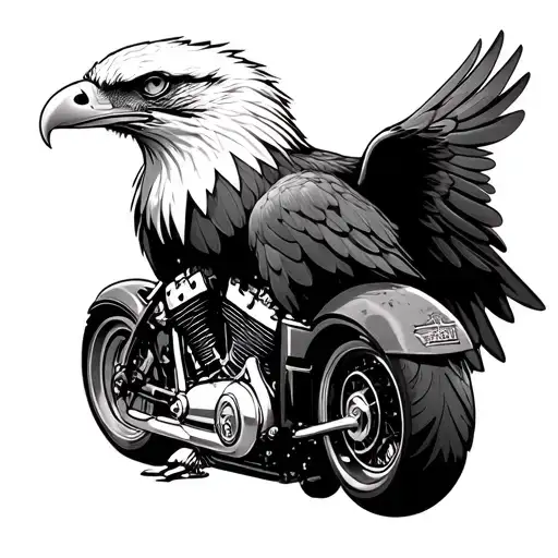 eagle behind Harley engine tattoo design idea
