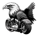 eagle behind Harley engine tattoo design idea