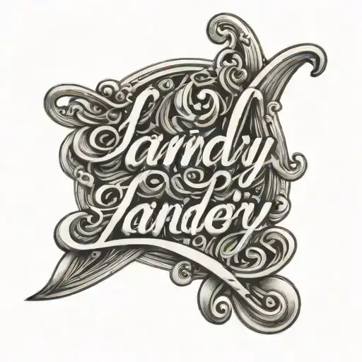 Landry wrote in cursive and bubble letters A tattoo design idea