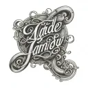 Landry wrote in cursive and bubble letters A tattoo design idea