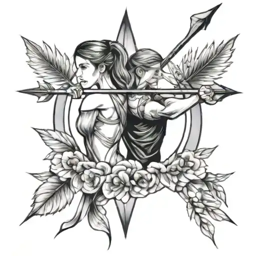 Bow And Arrow Couple tattoo design idea