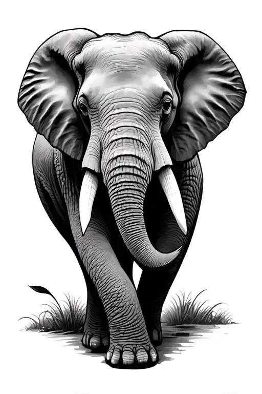 elephant walking tattoo design idea