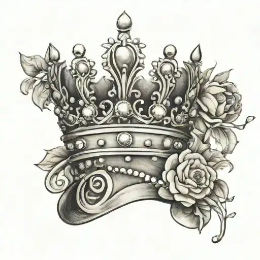 queen crown with an S tattoo design idea
