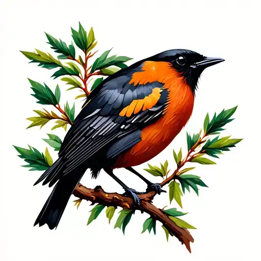 blackbird on a cedar branch representing a different tattoo design idea