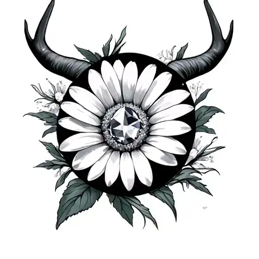 daisy diamond taurus aries zodiac moon tattoo design idea