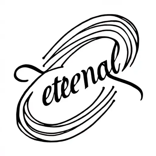 One or two vertical curved lines, with the word "eternal" written in the middle of these lines in beautiful handwriting. tattoo design idea