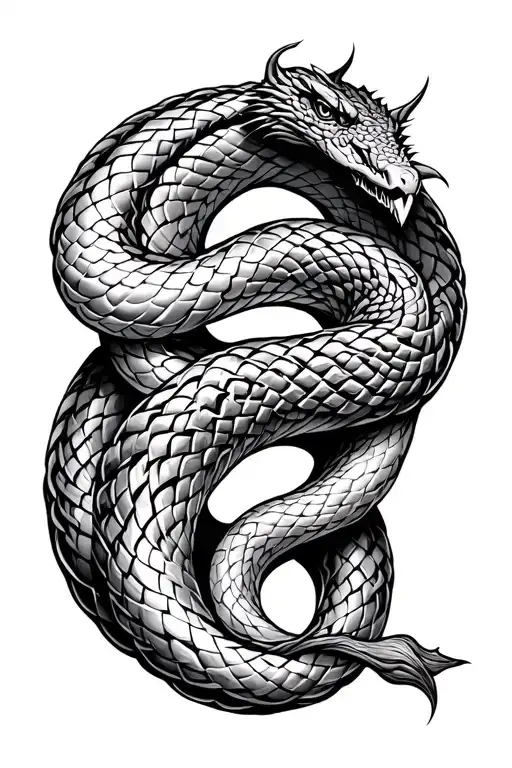 oroboros snake in the shape of a Celtic knot intertwined tattoo design idea