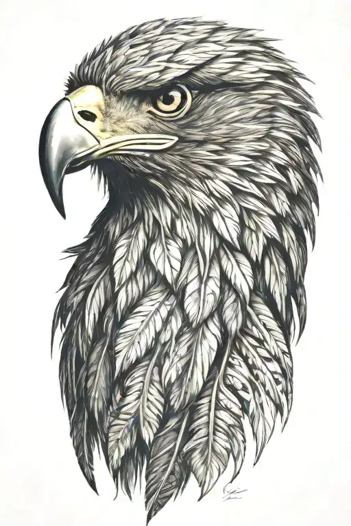 A single golden eagle feather tattoo design idea