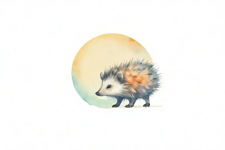 a hedgehog taking with the full moon tattoo design idea