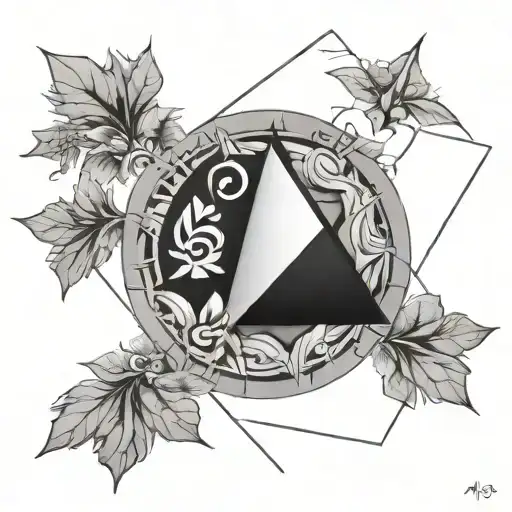 Eudaimonia written in geo symteric shapes tatto tattoo design idea