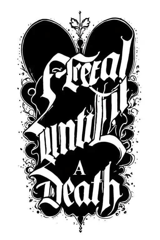 The real phrase until death in Spanish in Gothic Lettering Dark tattoo design idea