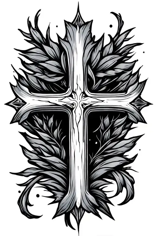 Tau Cross surrounded tattoo design idea