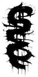 Raw Blackwork Chaotic Bold Strokes Flow Brutalist Dark Abstract Lettering tattoo design idea