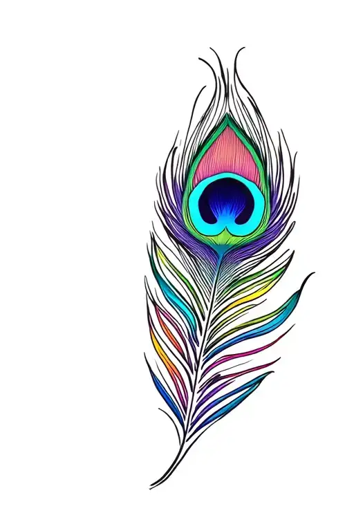 Colourful peacock feather attached tattoo design idea