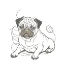 girl pug dog tattoo design idea