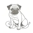girl pug dog tattoo design idea