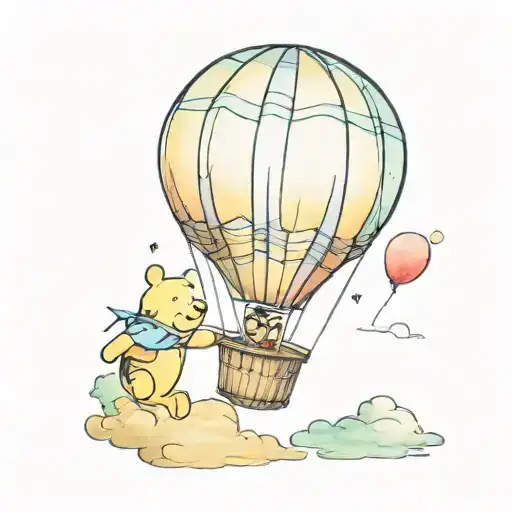 Winnie the Pooh/hot air balloon floating tattoo design idea