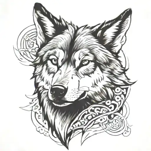 alpha male, wolf and trading tattoo design idea