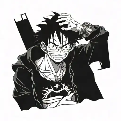 solo leveling sung jin woo with Luffy one piece tattoo design idea