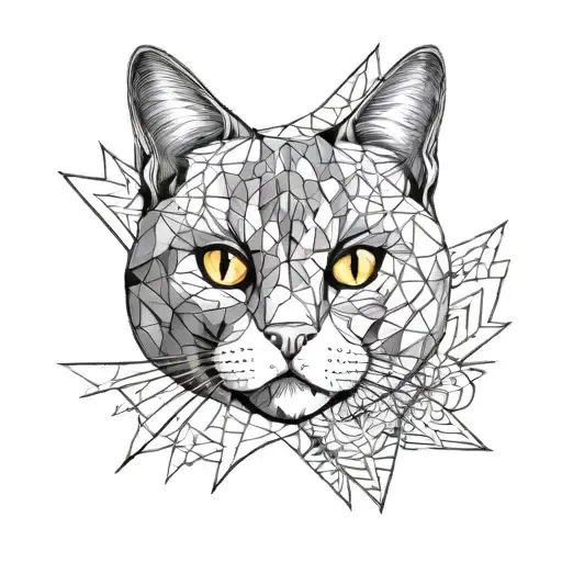 British Shorthair cat face as mandala tattoo tattoo design idea