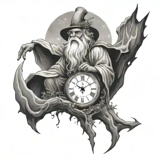 father time in Mother Nature night sky tattoo design idea
