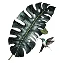 Monstera Leaf, Hummingbird, Strelitzia Monstera Nature tattoo design idea
