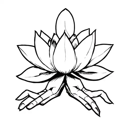 Full body animated Deadpool with a lotus flower in his hands  tattoo design idea