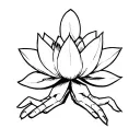 Full body animated Deadpool with a lotus flower in his hands  tattoo design idea