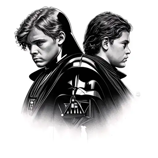 darth vader vs anakin tattoo design idea