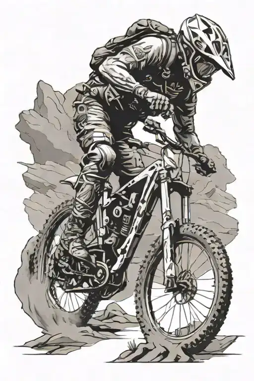 mountainbike lonely warrior tattoo design idea
