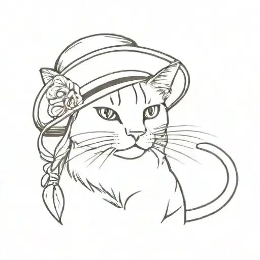 cat with a straw hat one piece featuring tattoo design idea